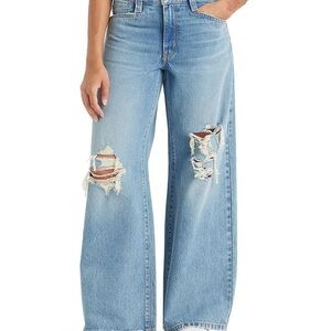 Levi's Light Blue Distressed Wide Leg Jeans